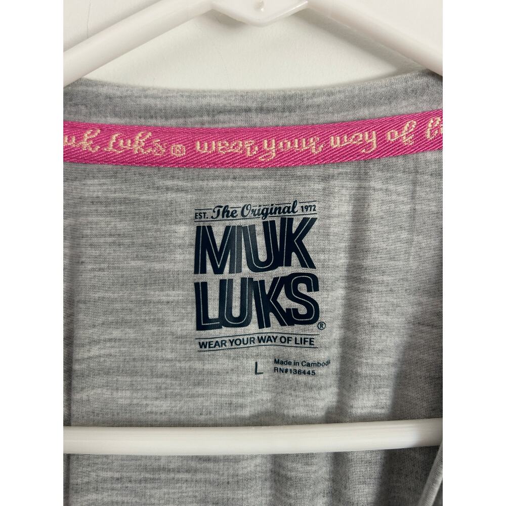 Muk Luks Women's Gray Heather Short Sleeve Tee Size Large - Picture 4 of 6
